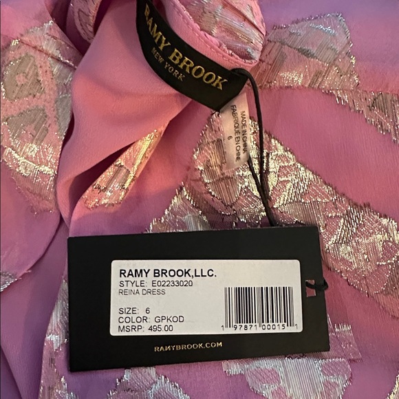Ramy Brook Reina Dress, silk pink and gold - Picture 10 of 12